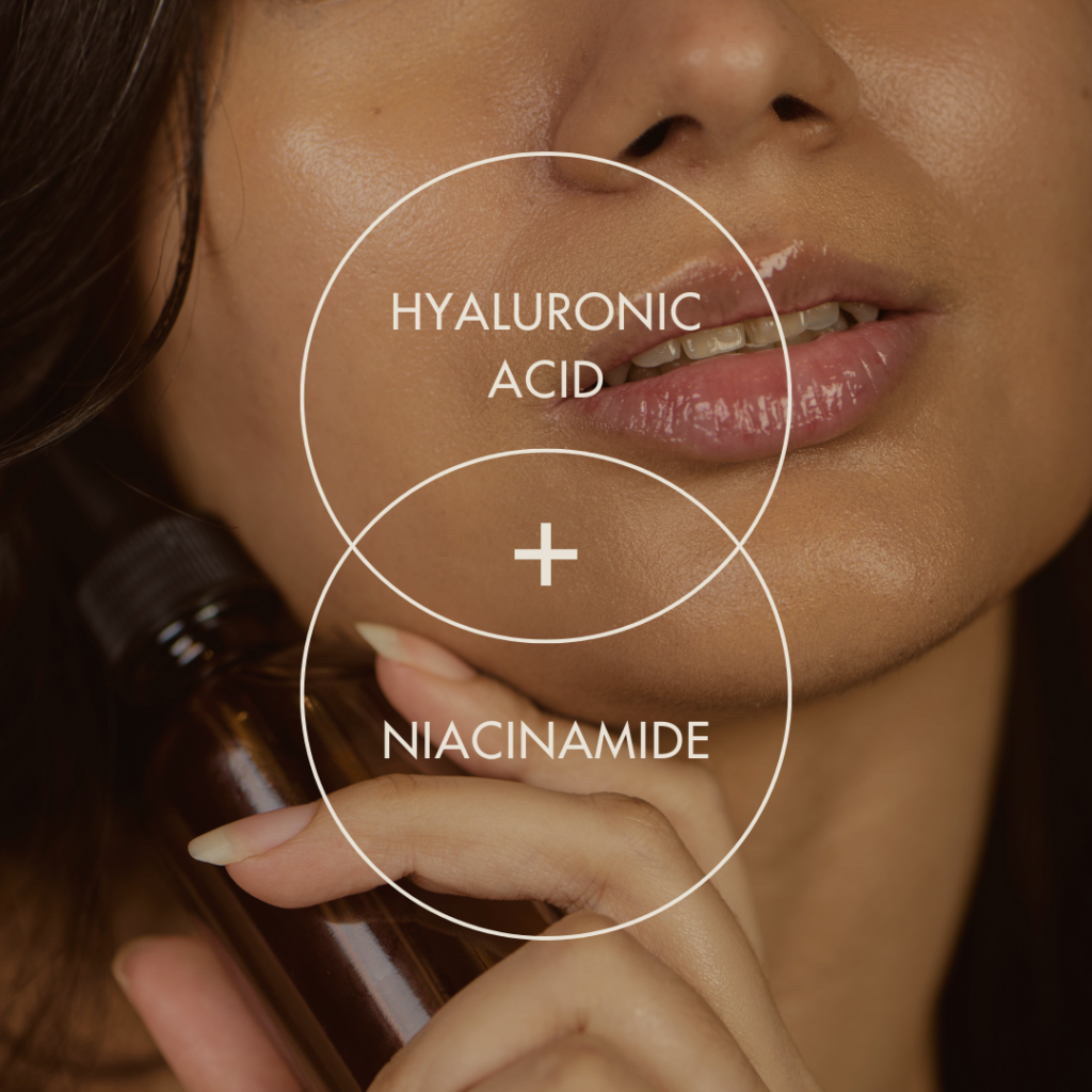 Hyaluronic acid and niacinamide combined for skincare.
